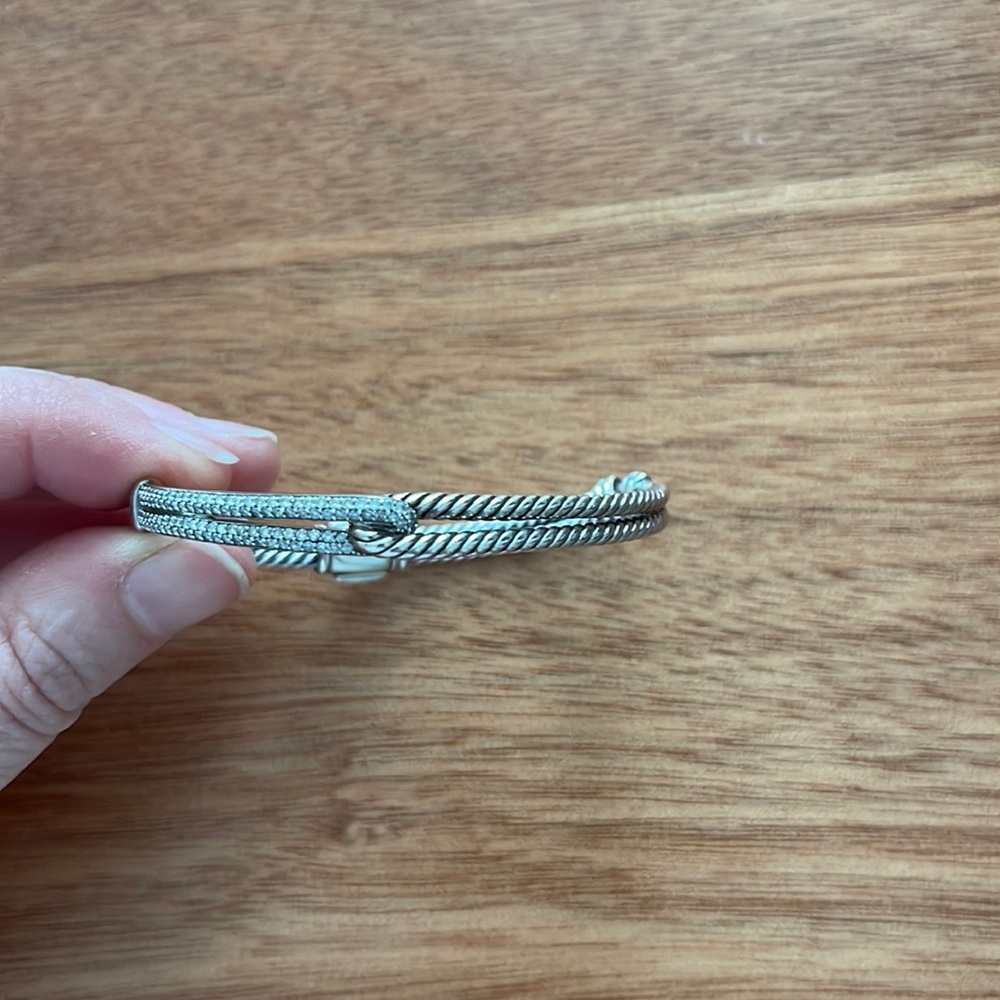 David Yurman Sterling and Diamond Labyrinth Bracelet, size Medium